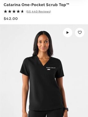 FIGS Catarina One-Pocket Scrub Top - Black